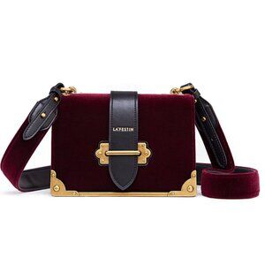 LA'FESTIN Velvet Leather Shoulder Bag, Red Velvet